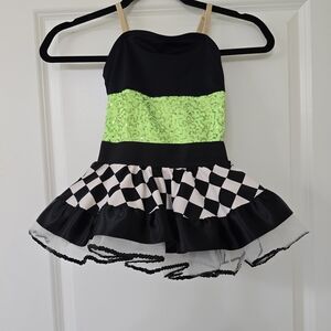 Weissman Black and Green Sequin Dance Costume EUC SC